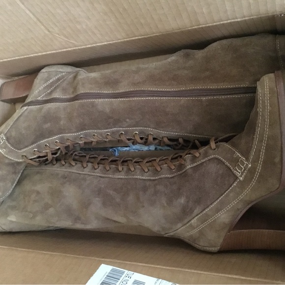 MK suede eyelet hook loop knee high platform RARE - Picture 11 of 16